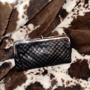 Authentic Hobo "Lauren" Quilted Black Leather Wallet Clutch